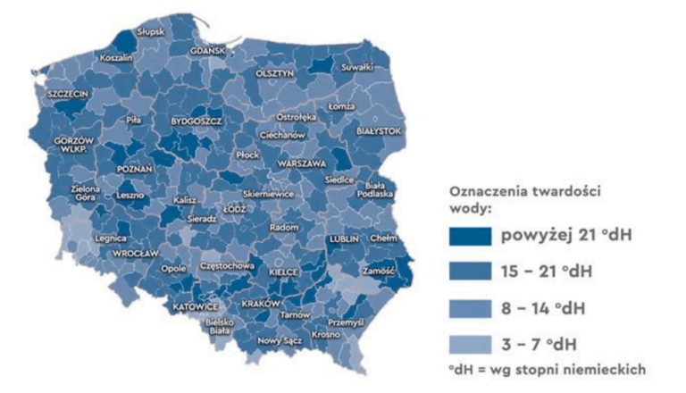 twardość wody w Polsce